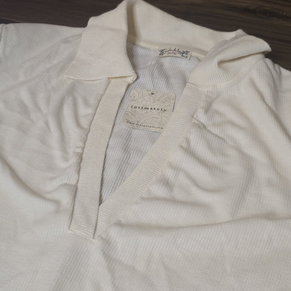 Free People Intimately Do It Right Bodysuit L Cream Collar Thong NWT